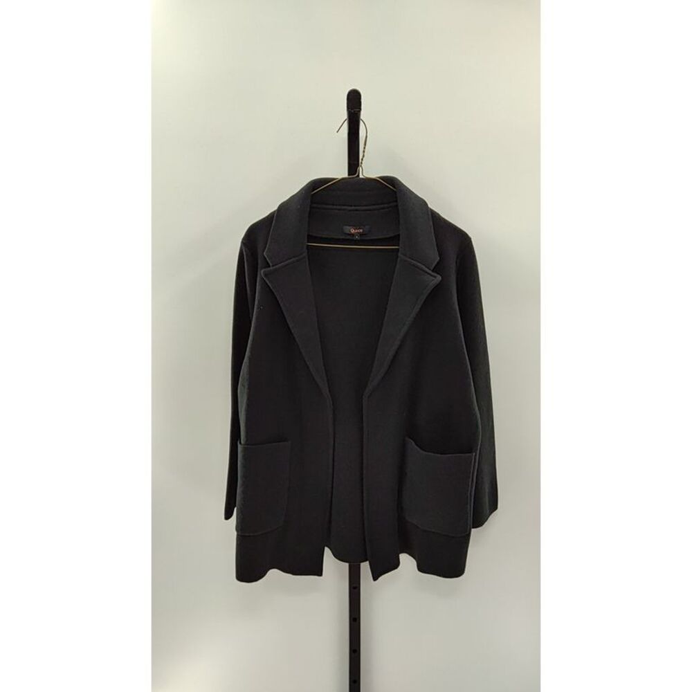 Quince Black Open-Front Knit Blazer Jacket